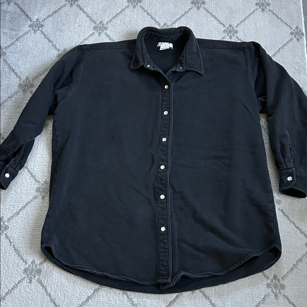 Jamie Scott Black Cotton Shirt with Pearl Snap Button Front